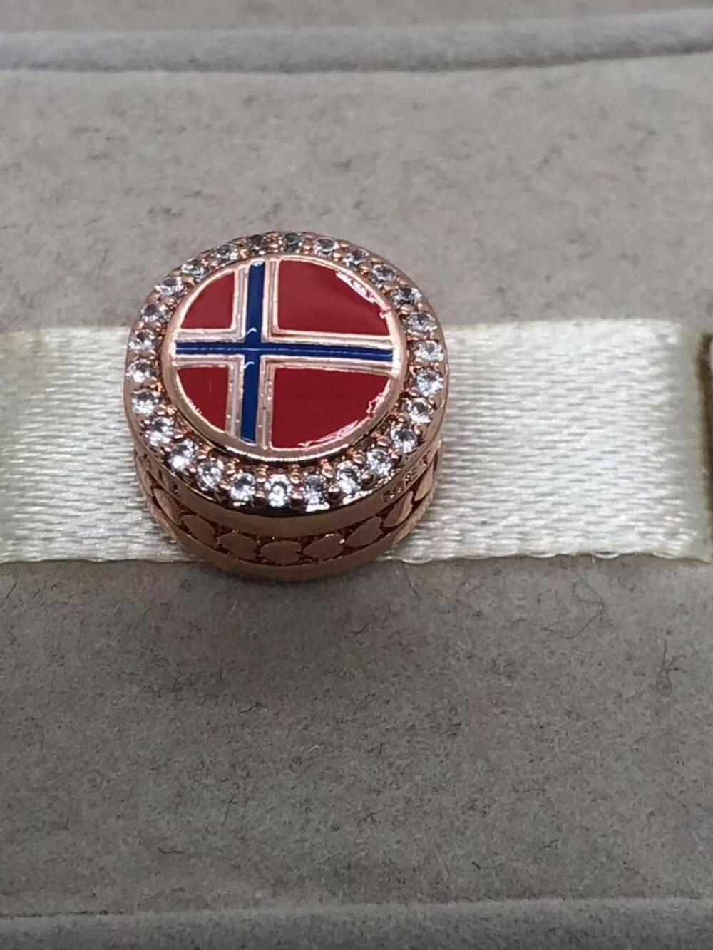 ✨🔥Pandora Norway Flag BEAD Charm S925 Sterling Silver Jewelry with Gift Box